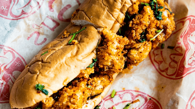 Half Cajun Chicken Po'Boy.